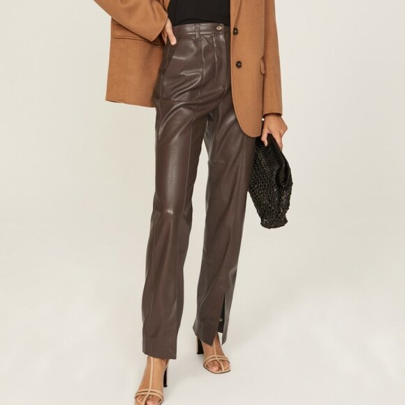 NANUSHKA Women's Masa Faux Leather Pants Size M In Brown - Picture 1 of 10